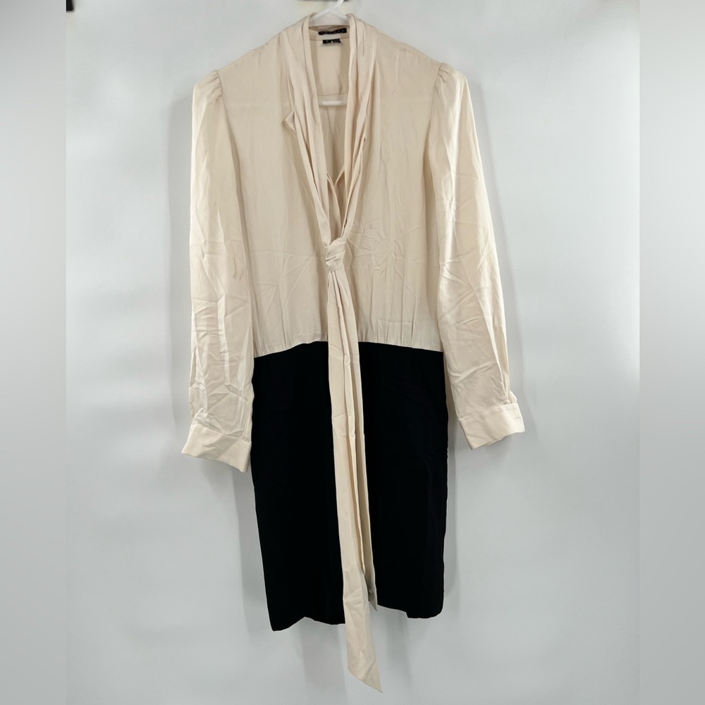 Theory color block cream black dress size 2